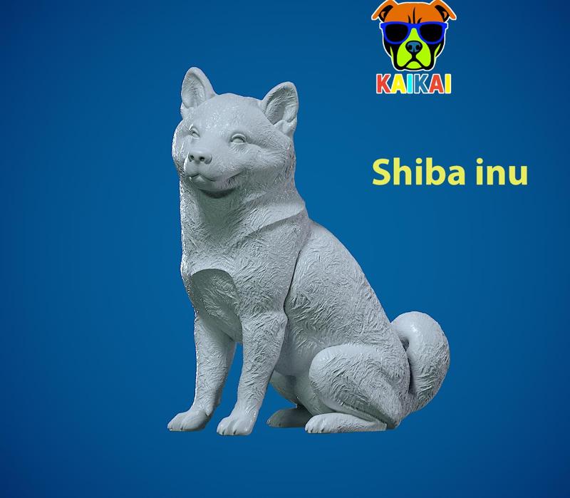 Japanese Shiba Inu Dog Sitting- Shiba Inu dog model - 3D print