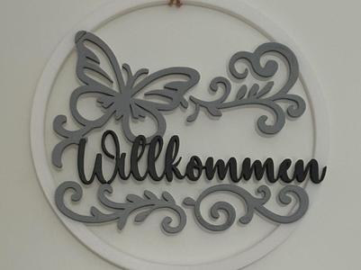 Welcome Sign with Butterfly