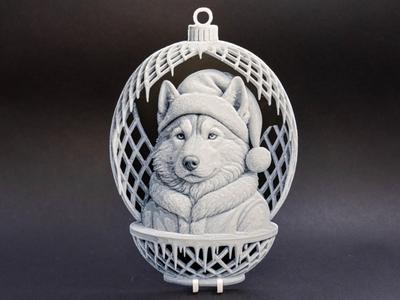 Christmas Bauble / Ornament / Decoration dog Husky