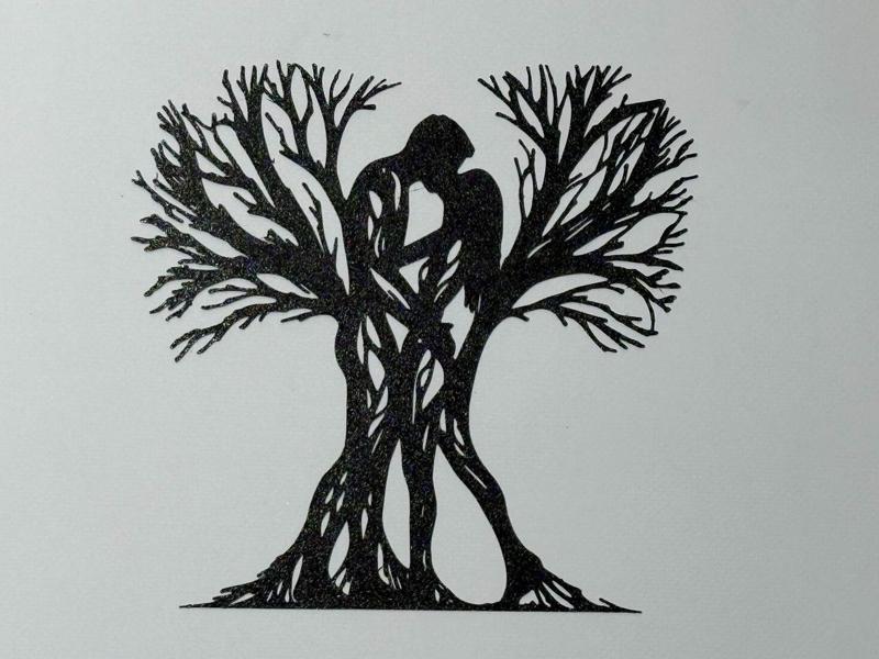 tree silhouette with romantic couple (wall art)