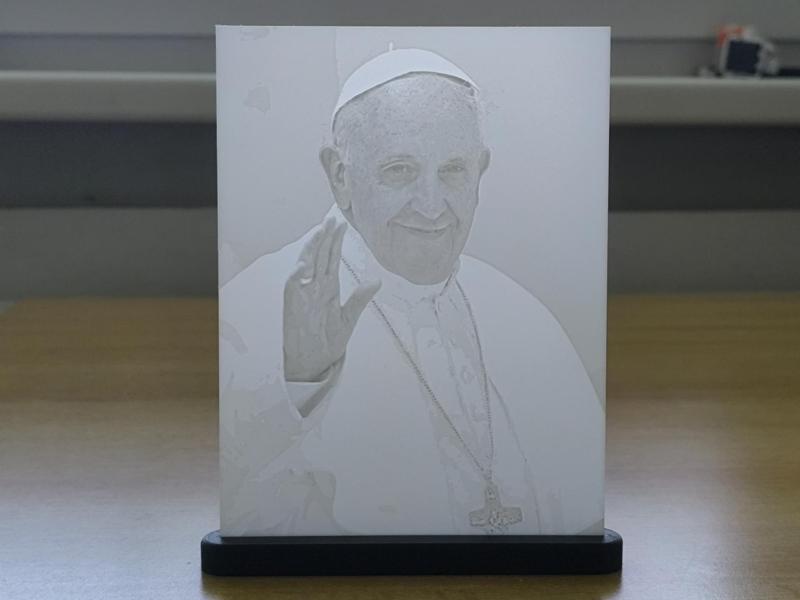 Pope Francis lithophane + tea candle stand