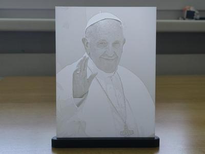Pope Francis lithophane + tea candle stand