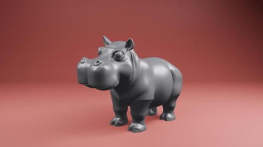 Cute Hippopotamus Statue – STL File for 3D Printing
