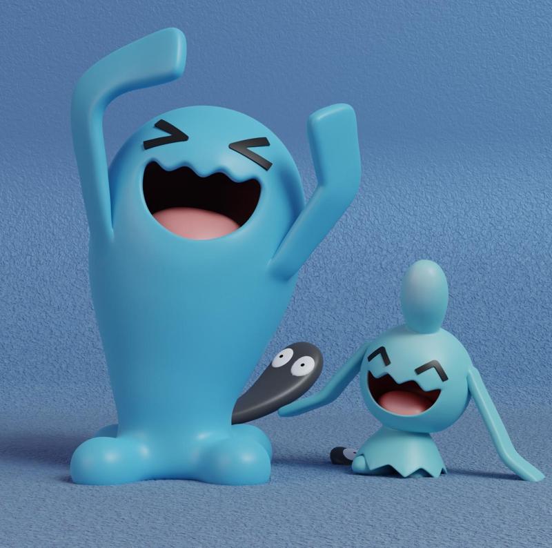 Pokemon - Wynaut and Wobbuffet  with 2 poses