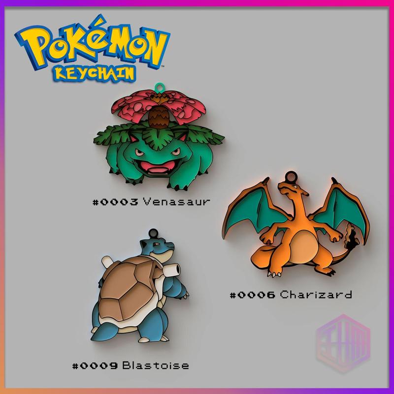 KEYCHAIN PACK STARTERS VENASAUR - CHARIZARD - BLASTOISE / POKEMON KEYCHAIN COLLECTION