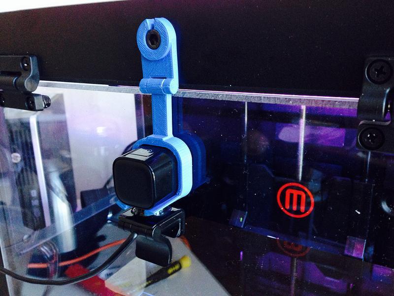 Hinged Webcam Mount for Makerbot 2X (For Lifecam HD-6000)