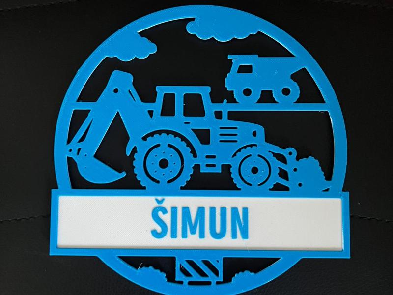 Kids Customizable Name door sign Excavator
