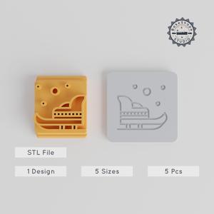 Sled Stamp Tile Set, 5-Piece, 20-40mm Sizes, Perfect for Clay & Cookie Crafting, Winter Snow Designs PRODUCT_5441