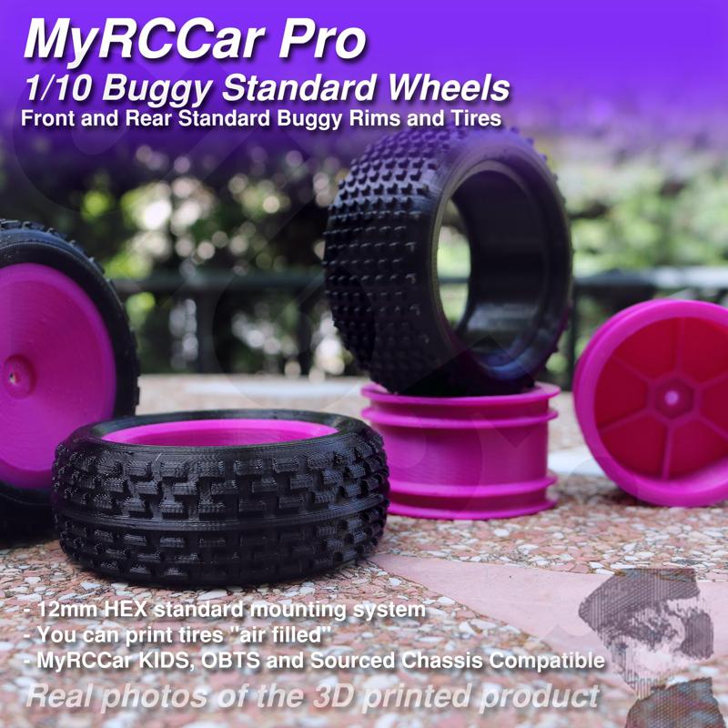 MyRCCar Buggy Wheels, 1/10 RC Car Rims and Tires for your 3D Printed Buggy
