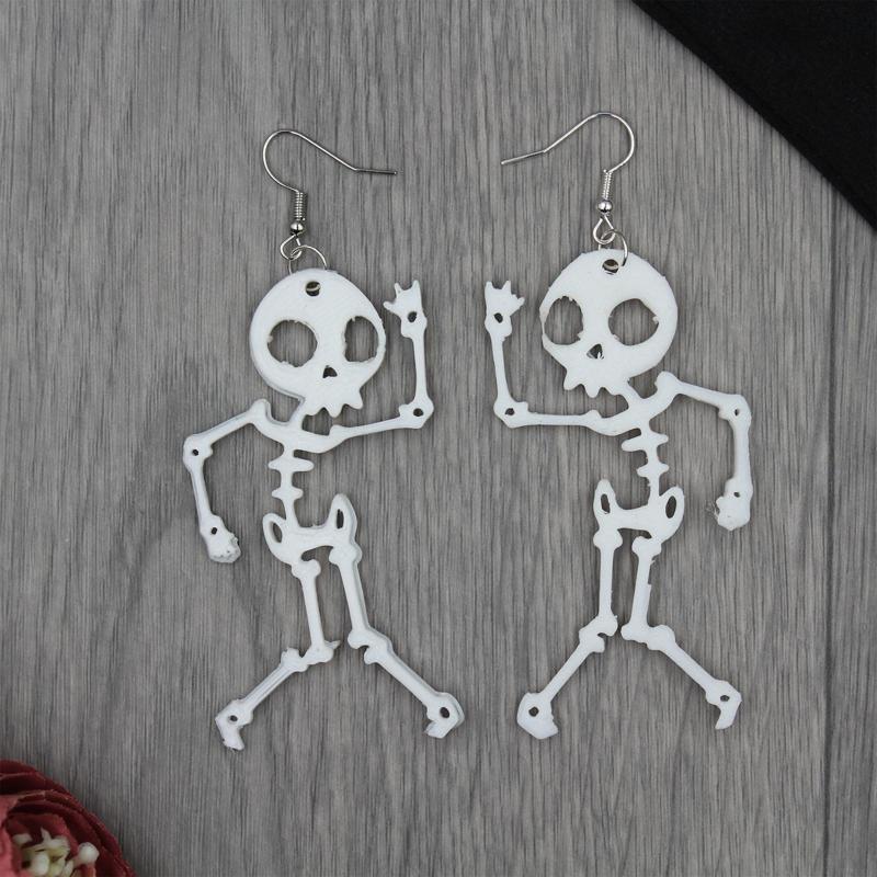 Skeleton Halloween Earring Medal Chain Necklance Scare