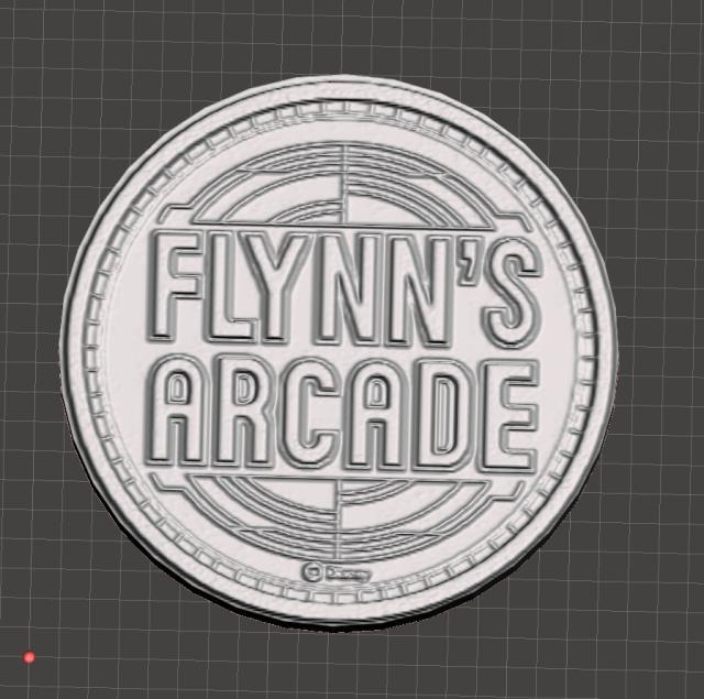 Flynn Arcade Token coin inspired by the Tron movies and Disney's attraction.