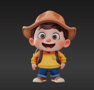 Animated Explorer Kid STL – Cartoon Style Backpack Character