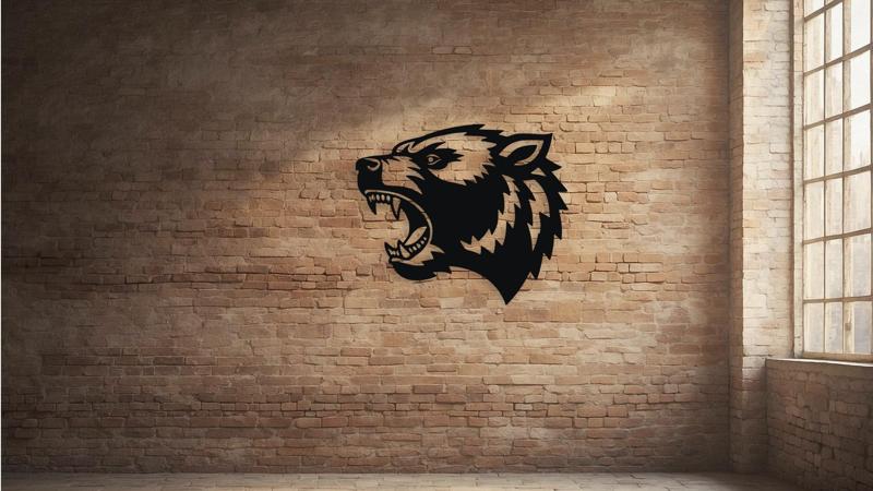 Roaring Badger Head Wall Decor Art
