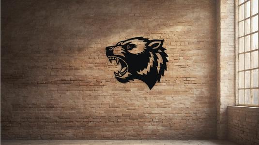 Roaring Badger Head Wall Decor Art