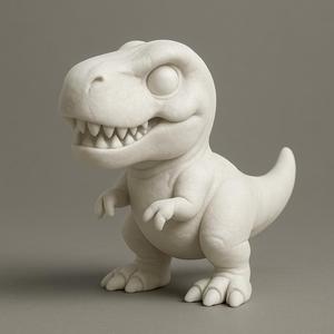 3D Printable Small Dinosaur Sculpture – Cute White Model
