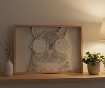 Cool Cat with Sunglasses - Fun 3D Relief Wall Art STL for 3D Printing