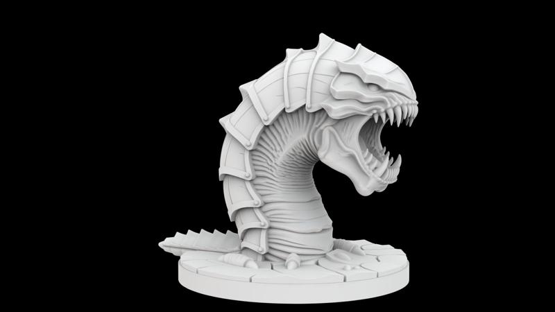 Monstrous Sandworm Statue 3d Print Model