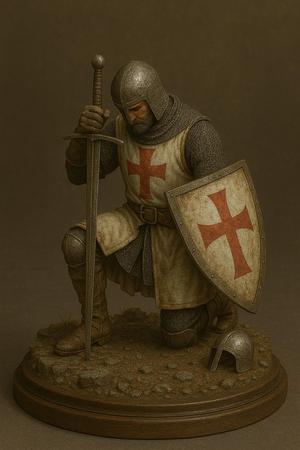 Knight Templar Diorama – Medieval Crusader 3D Printable Statue