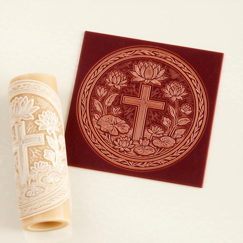 Lotus Cross Texture Roller – Texture Roller for Polymer Clay, Fondant, Pottery and Crafts