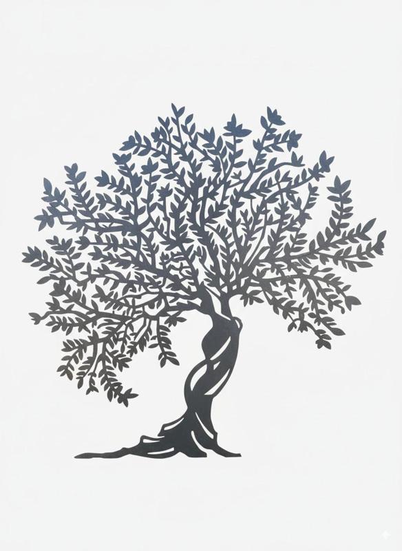 Wall-mounted olive tree art, very high quality, metal  (DXF STL)