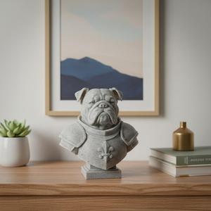 English Bulldog Medieval Knight Bust - Decorative 3D Statue for Printing