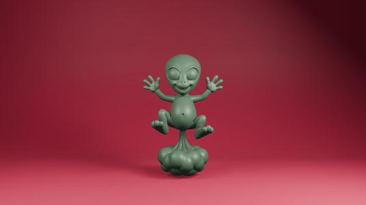 Funny Alien Farting Pose STL File for 3D Printing