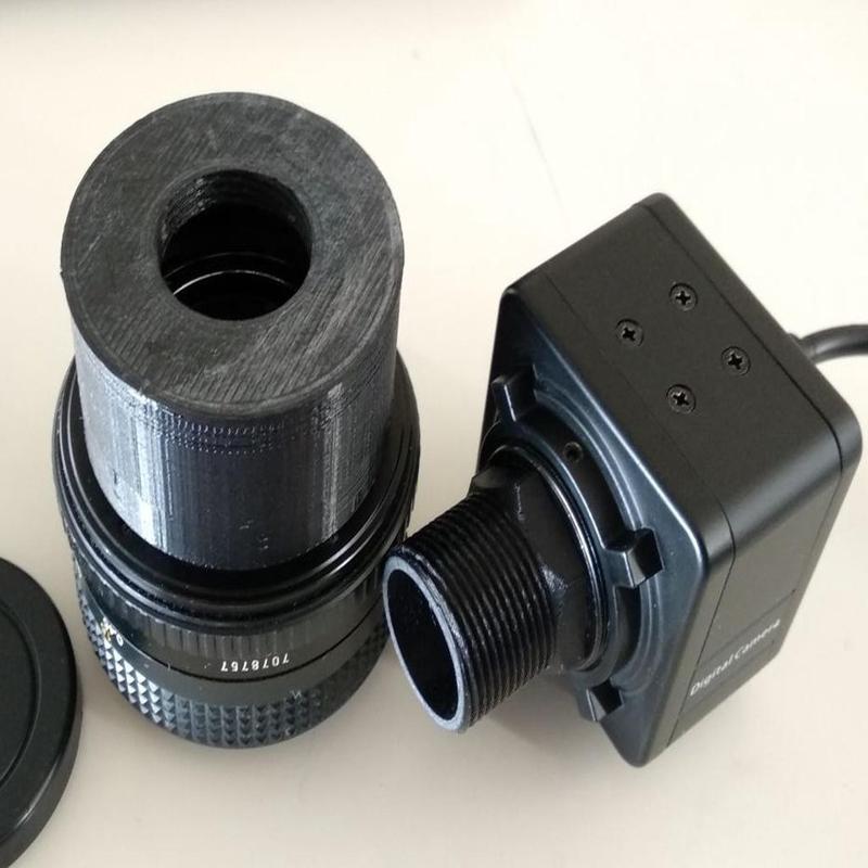 Pentax PK to C-mount variable extension adapter