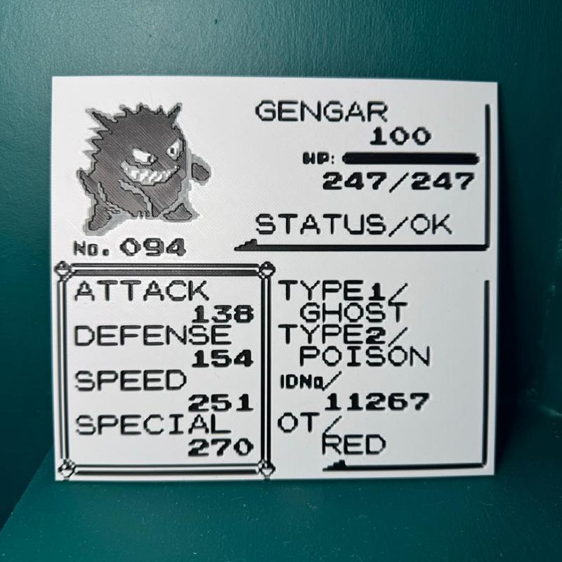 Gengar Pokemon Red / Blue Stat Screen