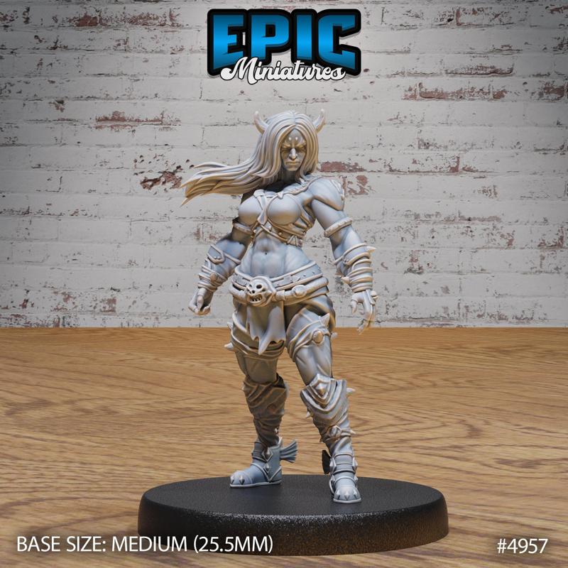 Orc Tiefling Female ‧ DnD Miniature ‧ Tabletop Miniatures ‧ Gaming Monster ‧ 3D Model ‧ RPG ‧ DnDminis ‧ STL FILE