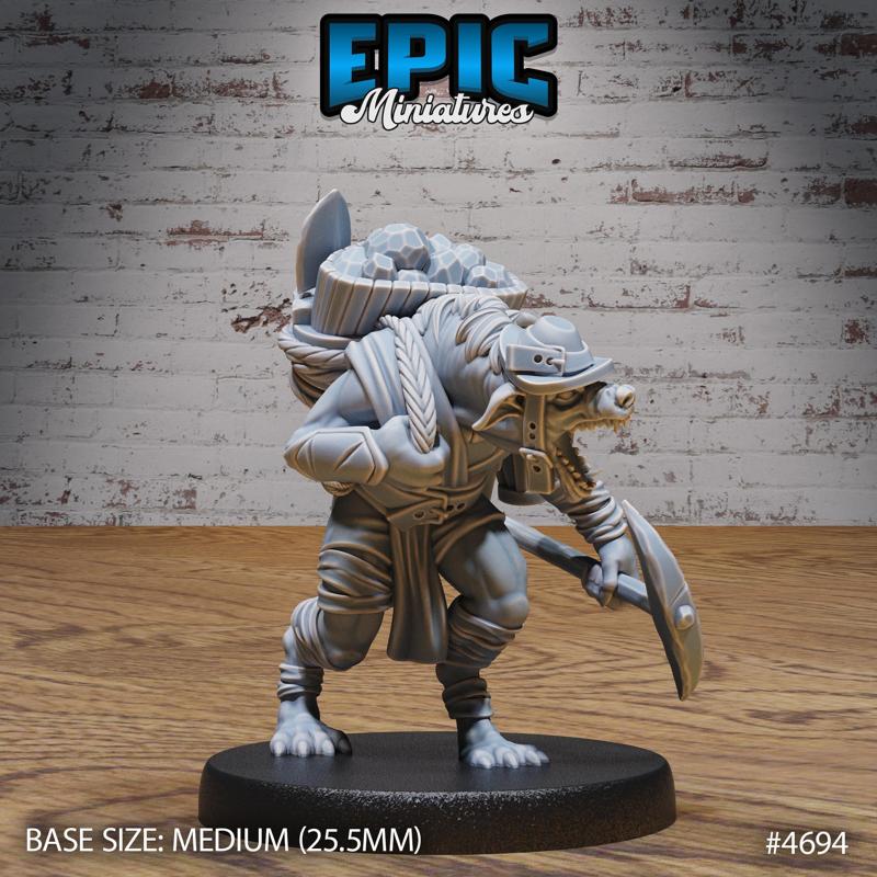 Gnoll Tribe Miner ‧ DnD Miniature ‧ Tabletop Miniatures ‧ Gaming Monster ‧ 3D Model ‧ RPG ‧ DnDminis ‧ STL FILE