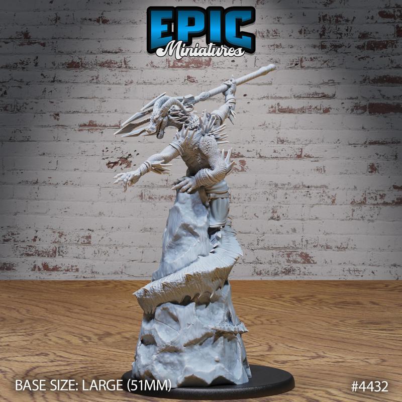 Naga Sorcerer Trident ‧ DnD Miniature ‧ Tabletop Miniatures ‧ Gaming Monster ‧ 3D Model ‧ RPG ‧ DnDminis ‧ STL FILE