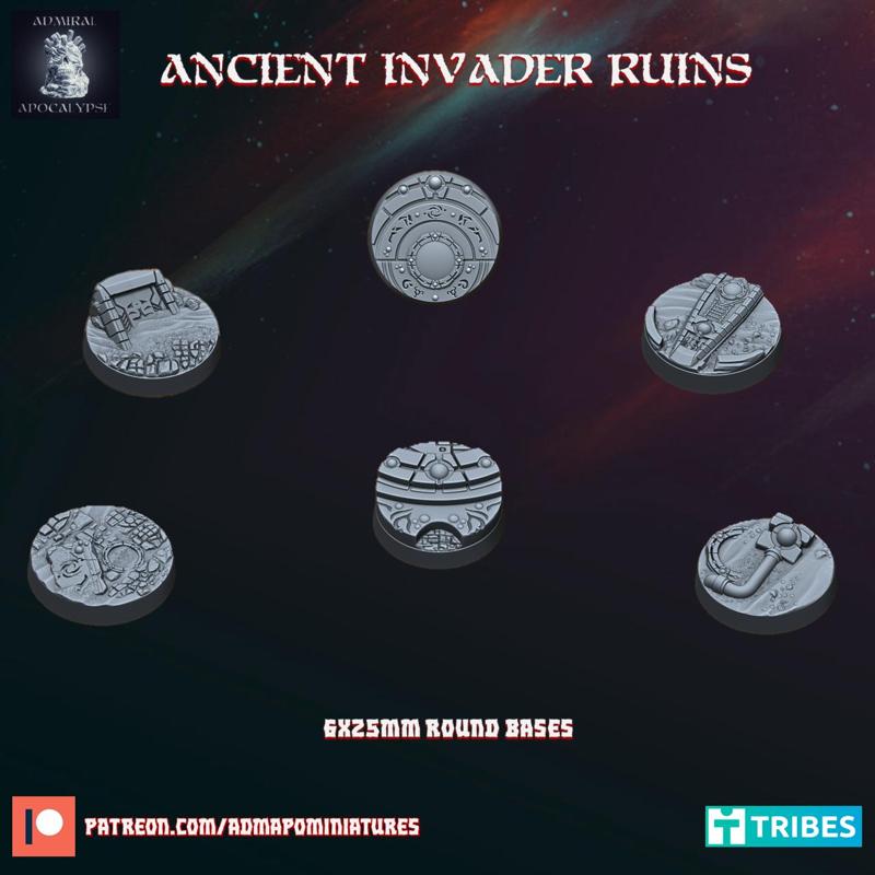 Ancient Invader Ruins 6*25mm Base Set (Pre-supported)