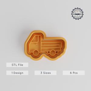 Pickup Truck Shape Cookie Cutter & Stamp Set, Fondant Cutter, S/M/L Sizes, Hauler Transport Tool, 3D Print Design PRODUCT_3252