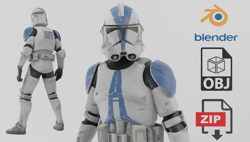 Clone Trooper 501 St Battalion Star Wars Textured Rigged