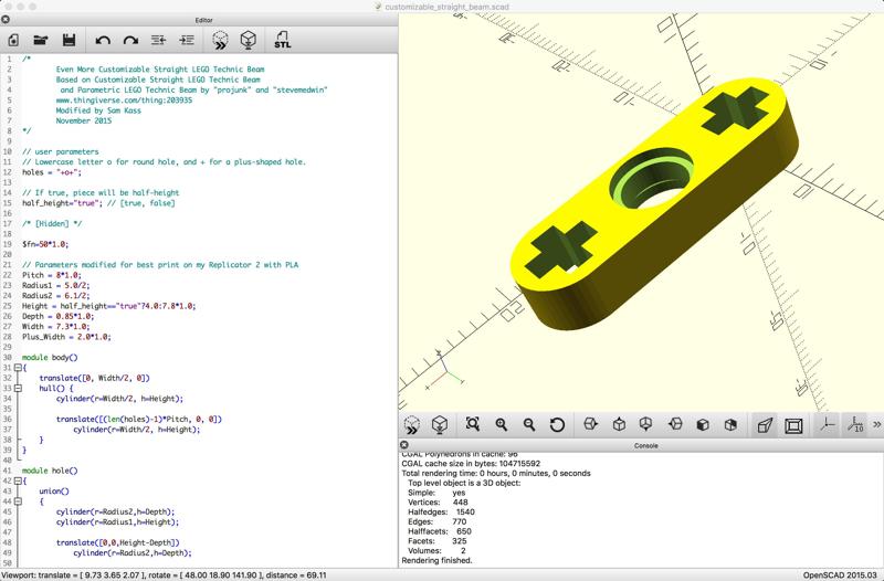 Even More Customizable Straight Beam for LEGO(tm) Technic