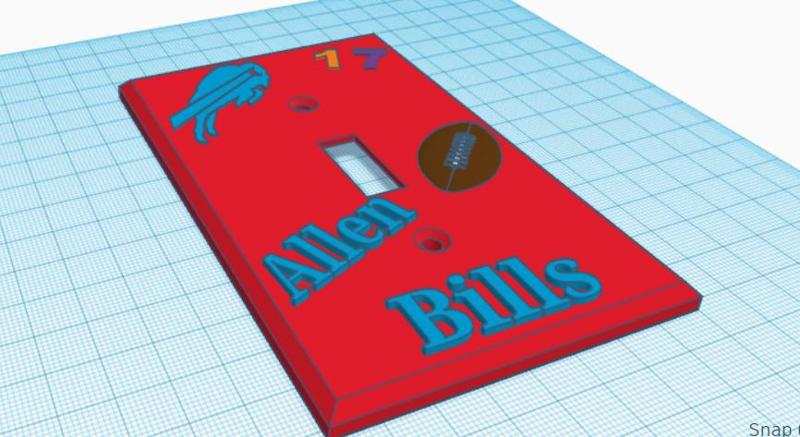 ( tinkercad series )buffalo bills light switch cover