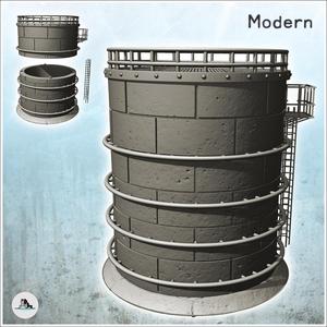 Chemical or industrial oil storage tank with access ladder (31) - Modern WW2 WW1 World War Diaroma Wargaming RPG Mini Hobby
