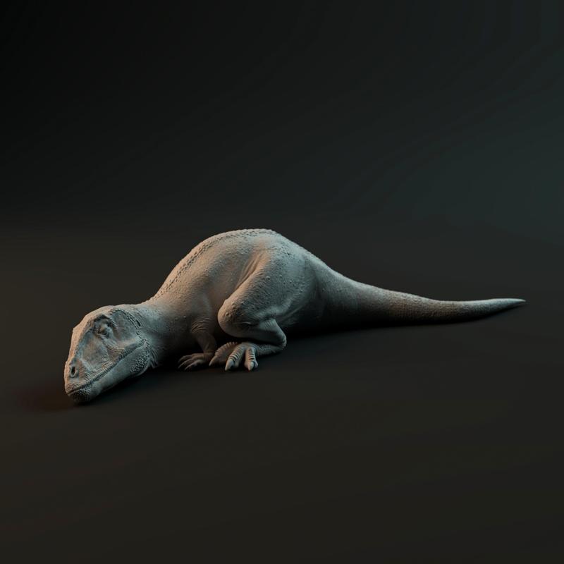 Carcharadontosaurus hatchling sleeping - pre-supported dinosaur baby