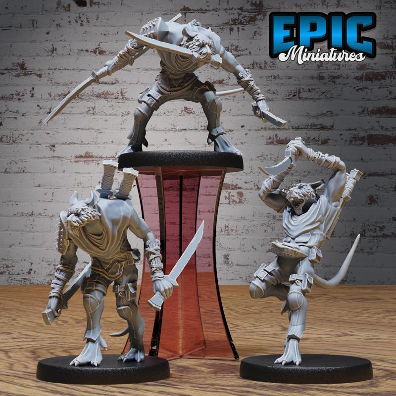 Veteran Rat Folk Thief Set ‧ DnD Miniature ‧ Tabletop Miniatures ‧ Gaming Monster ‧ 3D Model ‧ RPG ‧ DnDminis ‧ STL FILE