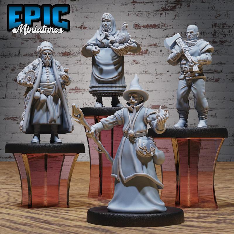 Villager Set F ‧ DnD Miniature ‧ Tabletop Miniatures ‧ Gaming Monster ‧ 3D Model ‧ RPG ‧ DnDminis ‧ STL FILE