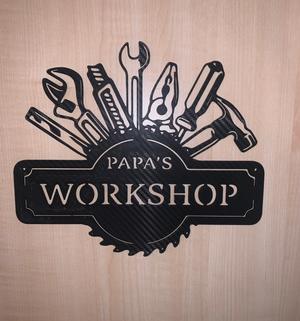 Schild Papas Workshop