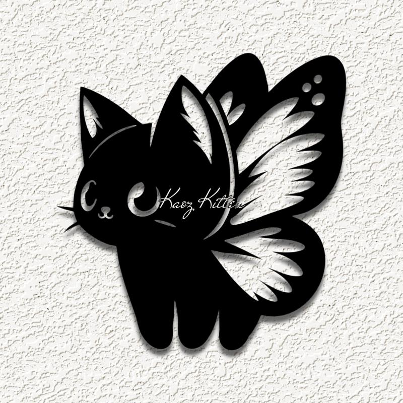 kitty cat fairy butterfly kitten wall art home decor