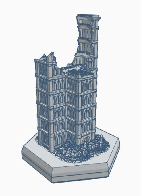 Gothic Ruined Building 35 Hex Map Scale HMSGR035