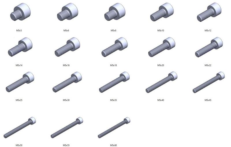 M5 screws DIN 912 VG + M5 nut DIN934 Nut Screw