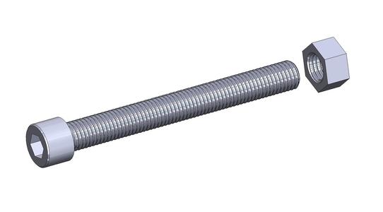 M20 x 180mm bolt DIN 912 VG + M20 nut DIN934 Nut Screw