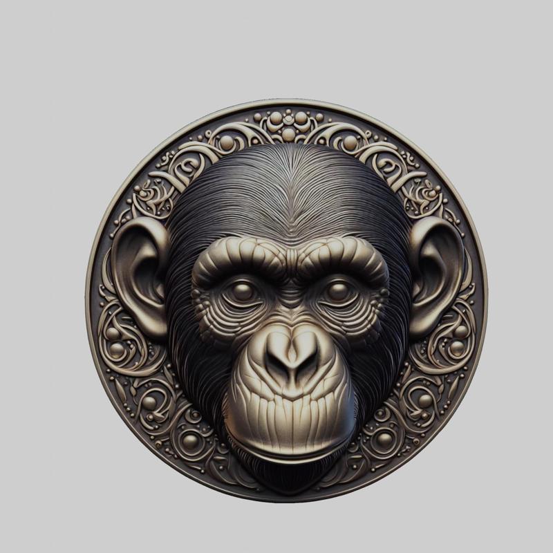 Chimpanzee Animal Head Chimpanzee Animal Medallion for CNC Router Laser & 3D Printer