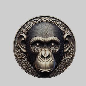 Chimpanzee Animal Head Chimpanzee Animal Medallion for CNC Router Laser & 3D Printer