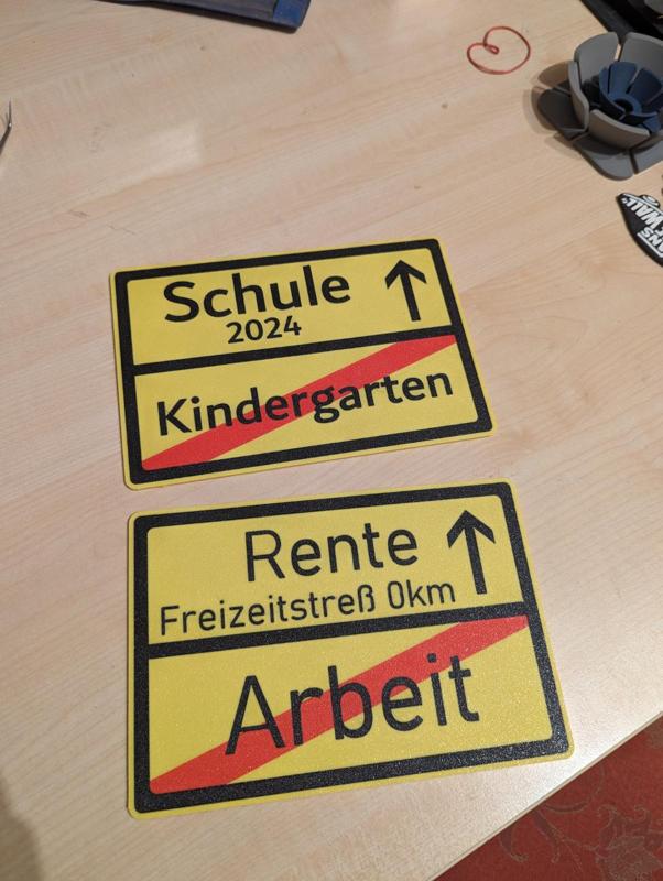 Schild Rente/Arbeit