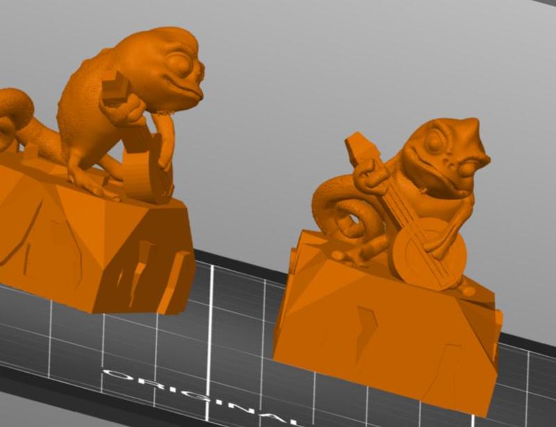 Chameleon with a guitar