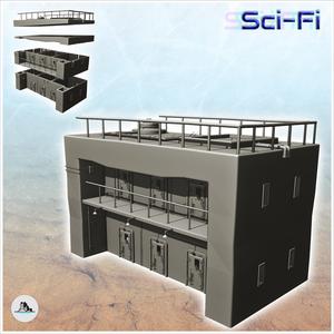 Futuristic prison with armored doors and outdoor streetlights (19) - Future Sci-Fi SF Post apocalyptic Tabletop Scifi Wargaming Planetary exploration RPG Terrain